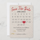 Invitation Mariage Enregistrer le calendrier des dates sur le (Devant)