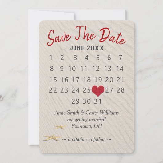 Invitation Mariage Enregistrer le calendrier des dates sur le (Devant)