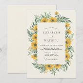 Invitation Mariage ensoleillé d'été jaune doré (Devant / Derrière)