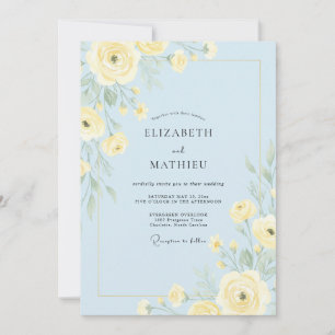 Invitation Mariage Envoûtant de Printemps Bleu Clair