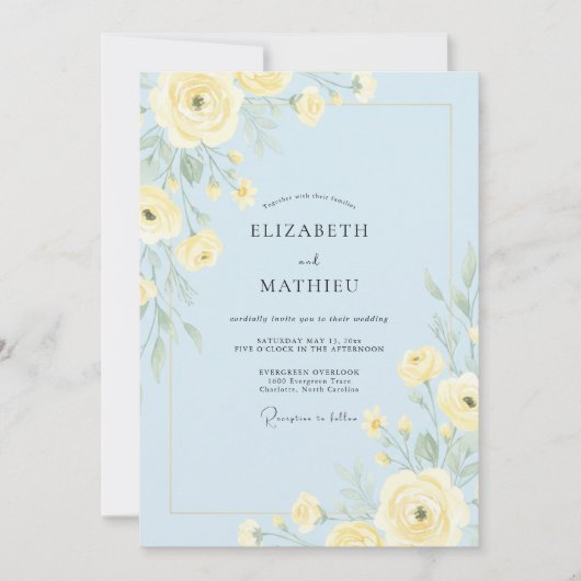 Invitation Mariage Envoûtant de Printemps Bleu Clair (Devant)