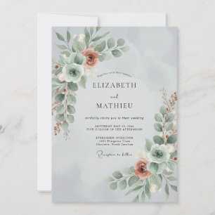 Invitation Mariage Envoûtant Vert Sauge en Fleur