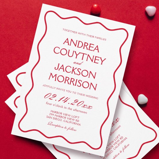 Invitation Mariage épectique rouge et blanc