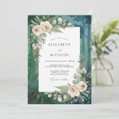 Invitation Mariage Épine de forêt Vert émeraude (Debout devant)