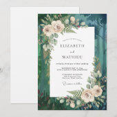 Invitation Mariage Épine de forêt Vert émeraude (Devant / Derrière)