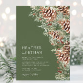 Invitation Mariage Épine de Pin Hivernale Moderne Vert
