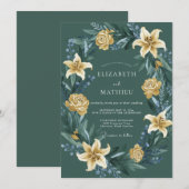 Invitation Mariage Épinette Lys Doré (Devant / Derrière)