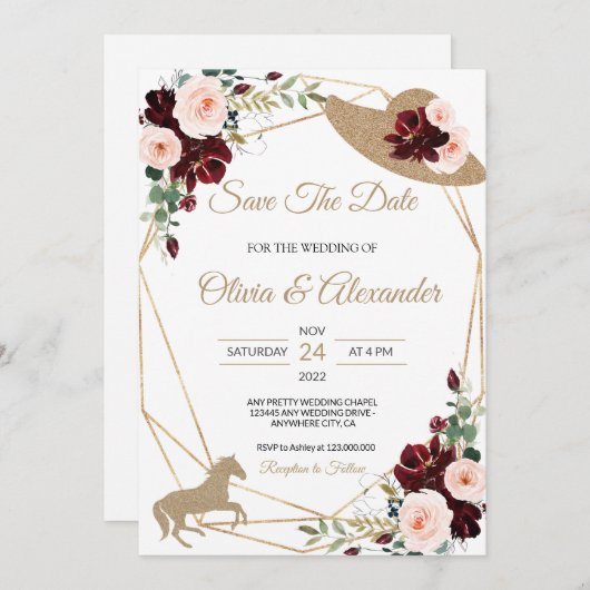 Invitation Mariage Équestre Save The Date (Devant / Derrière)