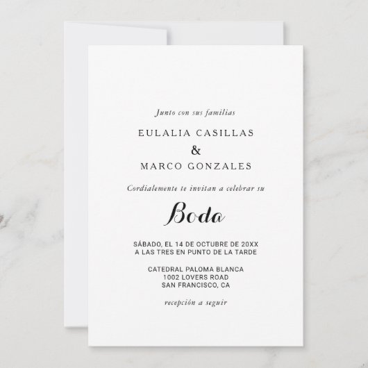 Invitation Mariage espagnol (Devant)