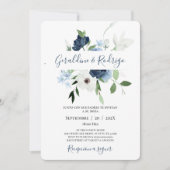 Invitation Mariage espagnol bleu floral Navy (Devant)
