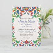 Invitation Mariage Espagnol Boda Botanique Coloré (Debout devant)