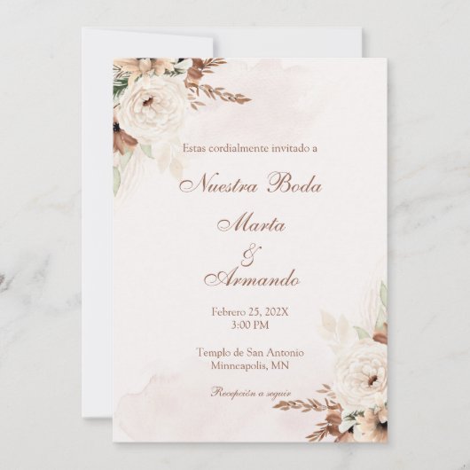 Invitation Mariage espagnol Boho (Devant)