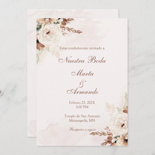 Invitation Mariage espagnol Boho (Devant / Derrière)