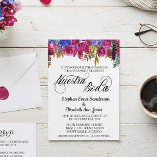 Invitation Mariage espagnol Bold Boho Fleur Nuestra Boda