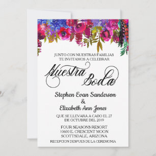 Invitation Mariage espagnol Bold Boho Fleur Nuestra Boda
