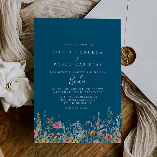 Invitation Mariage Espagnol Botanique de Prairie Rustique