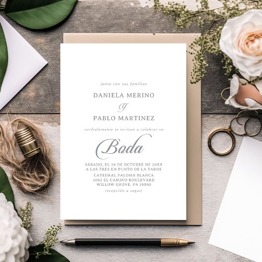 Invitation Mariage espagnol calligraphié chic classique