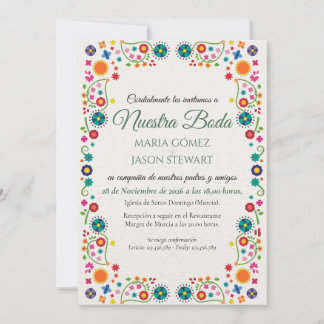 Invitation Mariage Espagnol Coloré d'Esthétique Florale Folkl