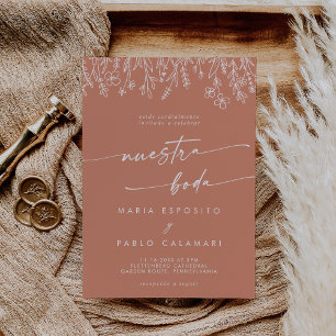 Invitation Mariage espagnol de fleur sauvage en terre cuite b