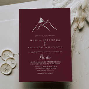 Invitation Mariage espagnol de la Montagne Silhouette blanche