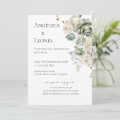 Invitation Mariage espagnol de verdure sage (Debout devant)