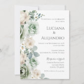Invitation Mariage espagnol de verdure sage (Devant)