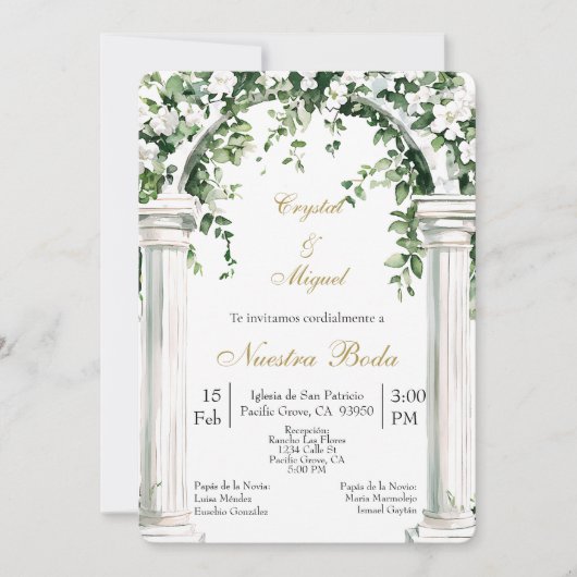 Invitation Mariage espagnol Église florale   (Devant)