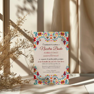 Invitation Mariage Espagnol Élégant Coloré Floral Boda