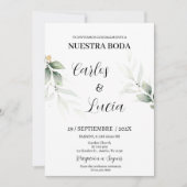 Invitation Mariage espagnol Eucalyptus vert (Devant)