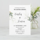 Invitation Mariage espagnol Eucalyptus vert (Debout devant)