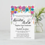 Invitation Mariage espagnol Fleur de Fiesta brillante Nuestra (Debout devant)