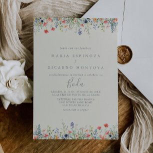 Invitation Mariage espagnol Fleur sauvage multicouleur radian
