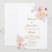 Invitation Mariage espagnol fleuri couleur eau (Devant / Derrière)