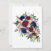 Invitation Mariage Espagnol Fleurs Navy Bordeaux (Dos)