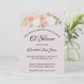 Invitation Mariage Espagnol Fleurs Rose Blush et Ivoire (Debout devant)