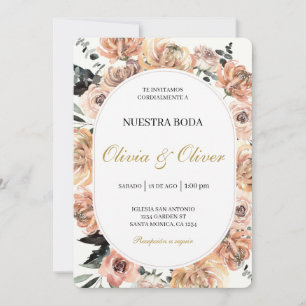 Invitation Mariage espagnol floral automne