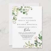 Invitation Mariage espagnol floral marron simple eucalyptus (Devant)