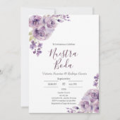 Invitation Mariage espagnol floral pourpre (Devant)