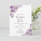 Invitation Mariage espagnol floral pourpre (Debout devant)