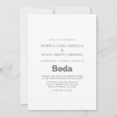 Invitation Mariage Espagnol Formel Simple Boda (Devant)