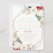Invitation Mariage espagnol géométrique classique or (Devant)