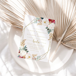 Invitation Mariage espagnol géométrique classique or