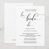 Invitation Mariage espagnol Inviter tout en un w- Registre RS (Devant / Derrière)