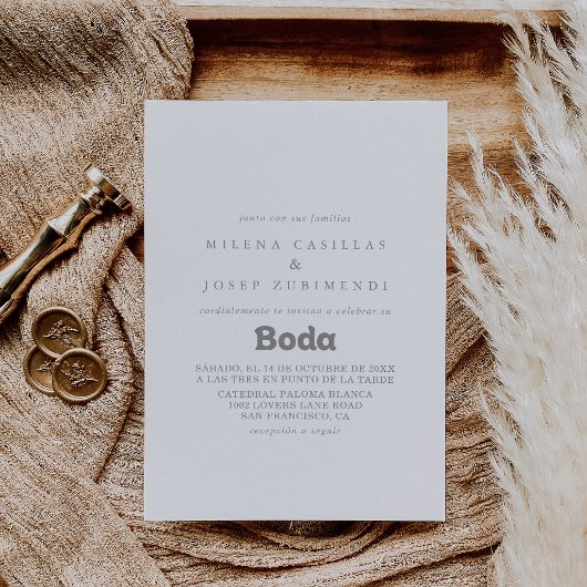 Invitation Mariage espagnol minimal formel élégant