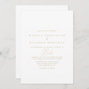 Invitation Mariage espagnol minimaliste chic or