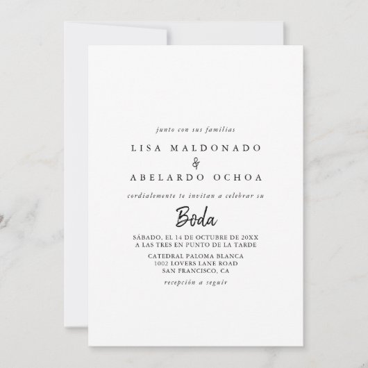 Invitation Mariage espagnol moderne (Devant)