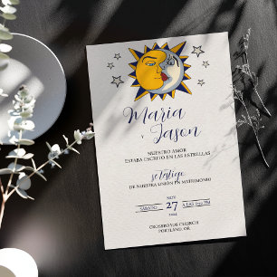Invitation Mariage Espagnol Mystique Céleste Soleil Lune Étoi