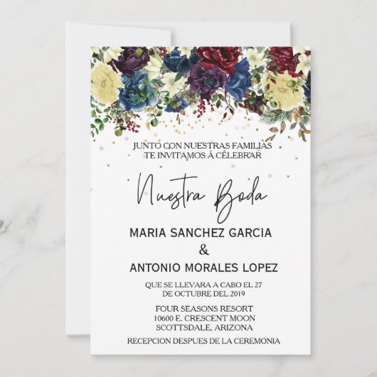 Invitation Mariage espagnol Noël hiver Nuestra Boda (Devant)