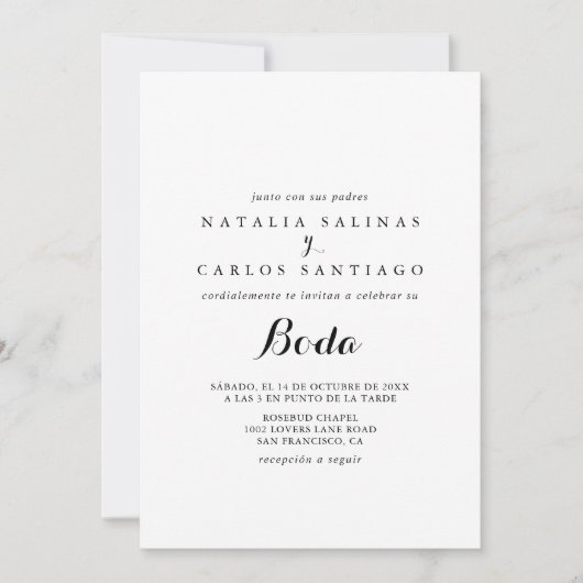 Invitation Mariage espagnol recto & verso (Devant)