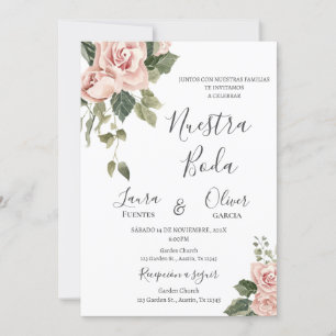 Invitation Mariage espagnol rose Floral